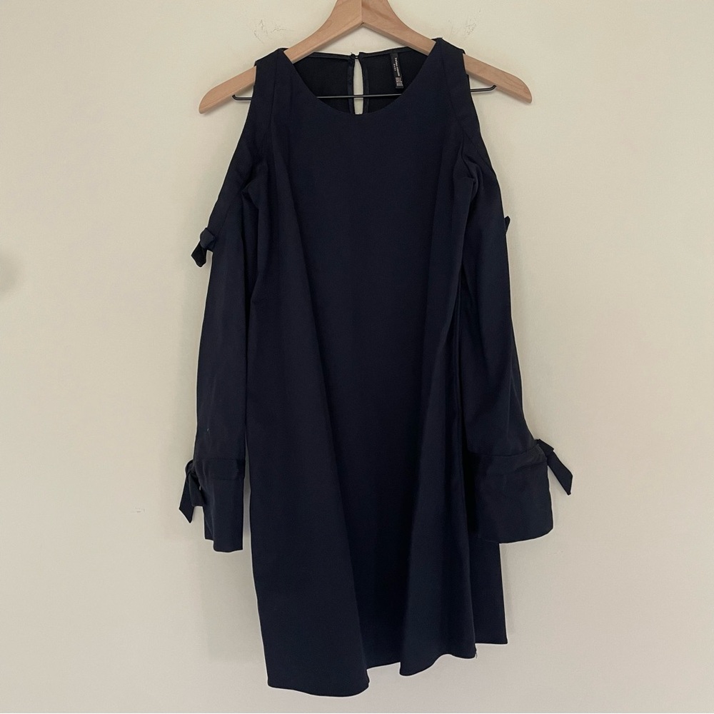 Zara Trafaluc Collection Mini Shift Dress Cold Shoulder Cut Outs Long Sleeve